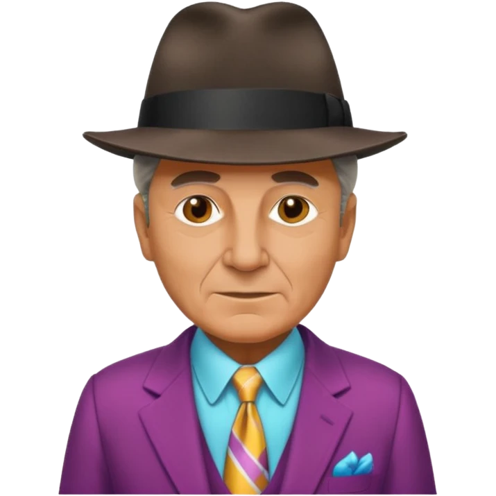 Aged mobster with colored suit and hat emoji