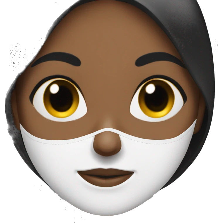 Black hair woman face mask  emoji