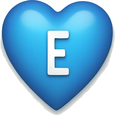 blue heart with white letter E inside  emoji