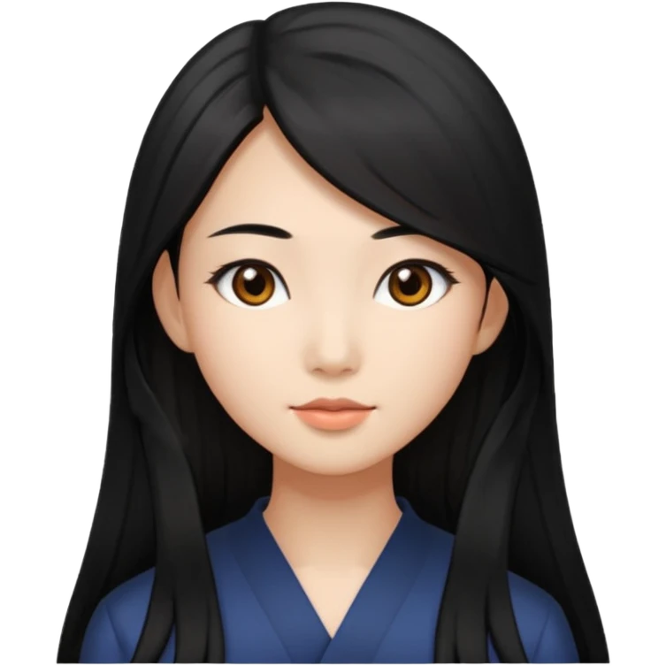 asin girl with black long slick backed hair emoji