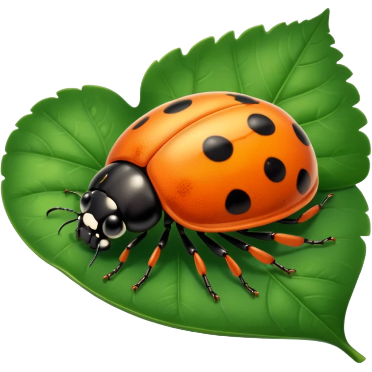  cute orange lady bug on leaf emoji