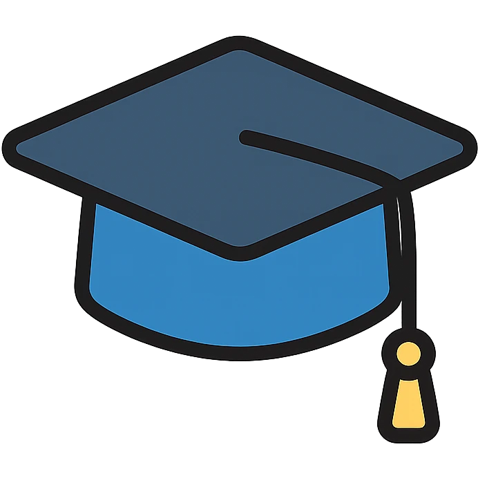 graduation cap in a modern style, clean lines, minimalistic color outline icon emoji