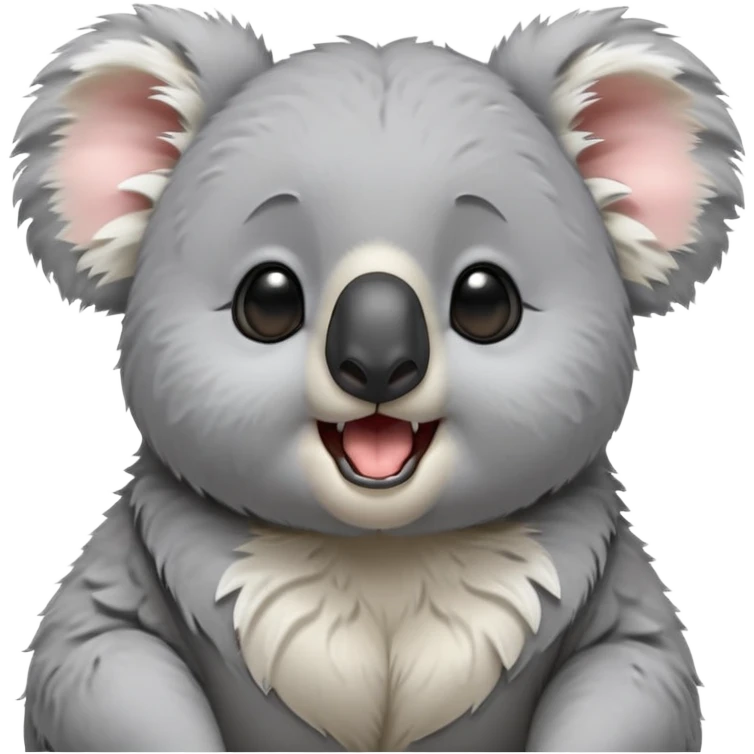 cinematic-cute-yawning-fluffy koala-portrait-emoji,-head-tilted-slightly-with-a-dramatic,-wide-open-yawn,-showcasing-a-soft,-downy-grey-fur-with-drooping-ears-and-round-eyes-barely-open-in-drowsy-contentment,-simplified-yet-irresistibly-adorable, realistic fluffy emoji