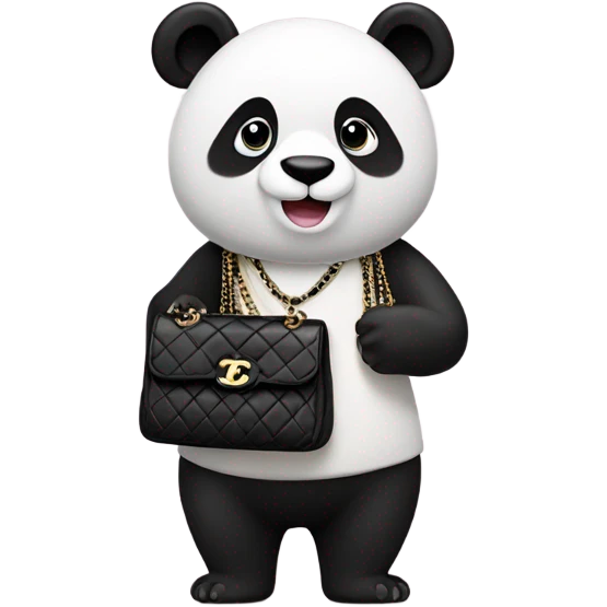 Panda carrying a Chanel classic flap bag emoji