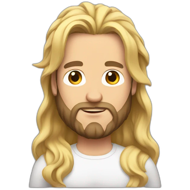 Beard man long hair blonde, spike crown, pregnant belly emoji