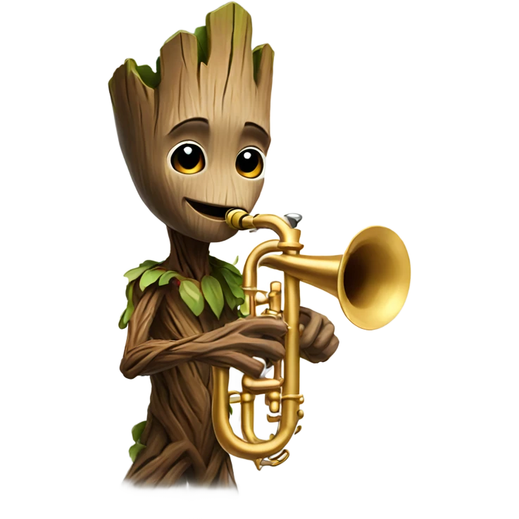 Groot playing trumpet emoji