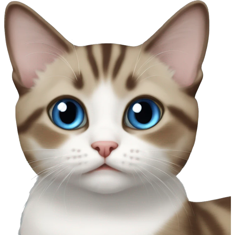 brown white tabby blue-eyed munchkin cat emoji