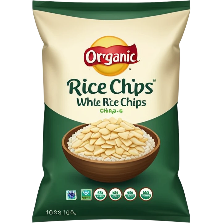 dark green organic white rice chips bag emoji