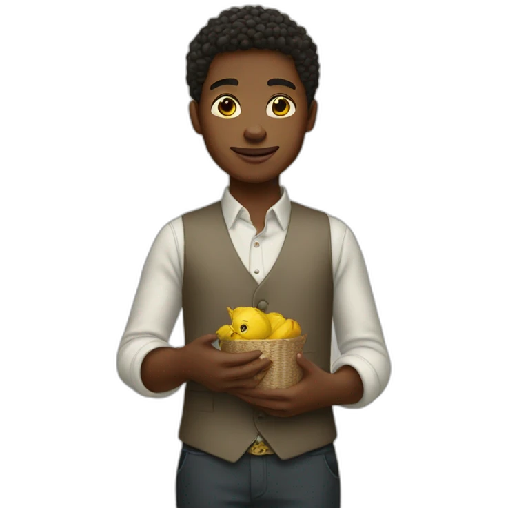 a boy with rich cloth in his hand an iphone emoji