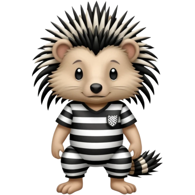 Laying down porcupine with black and white striped prison outfit, and ankle bracelet emoji
