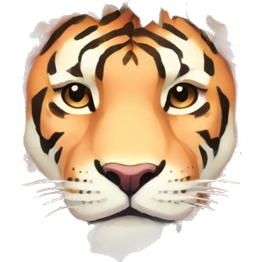 Pixel art of a pixel pink peach beige blue cream pastel pixel tiger pixel lion wearing tropical flowers and leaves, flower crown, floral, pixel emoji