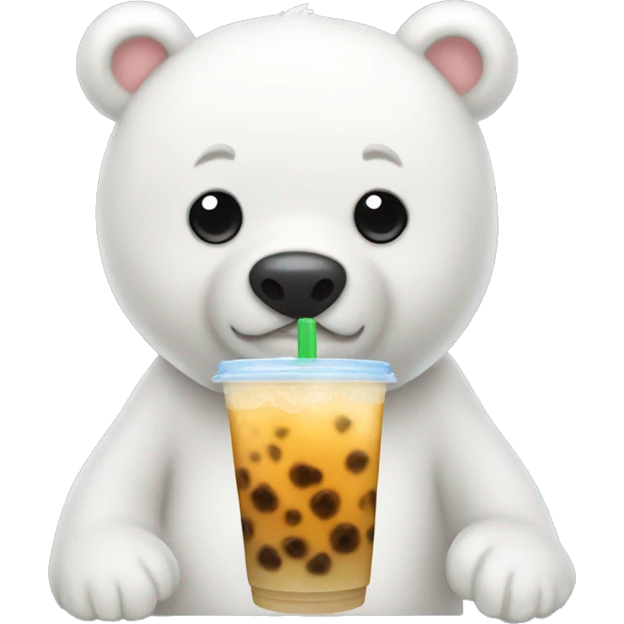 White bear drink bubble tea emoji