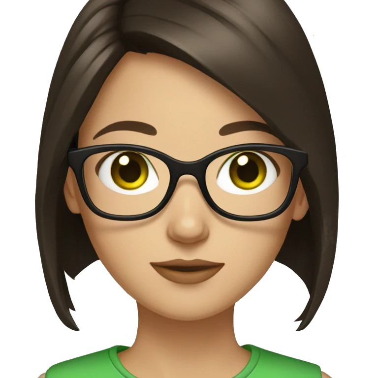 brunette girl with green eyes and glasses emoji