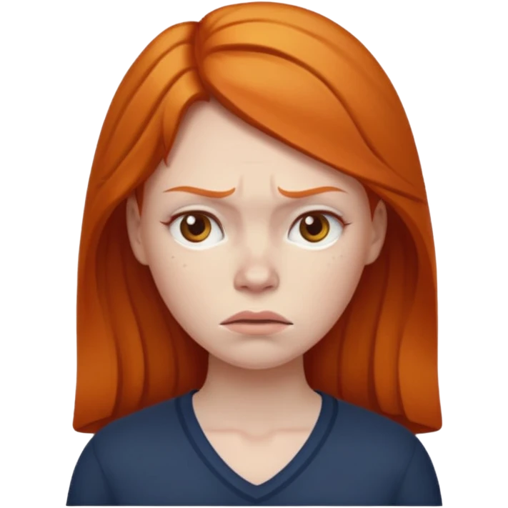 ginger woman with a frown emoji