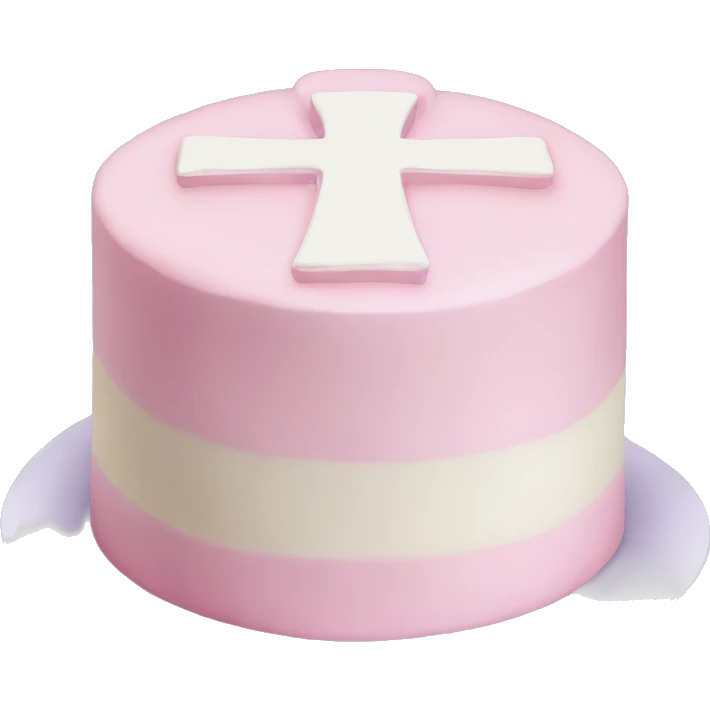 Light pink and white cake with cross  emoji
