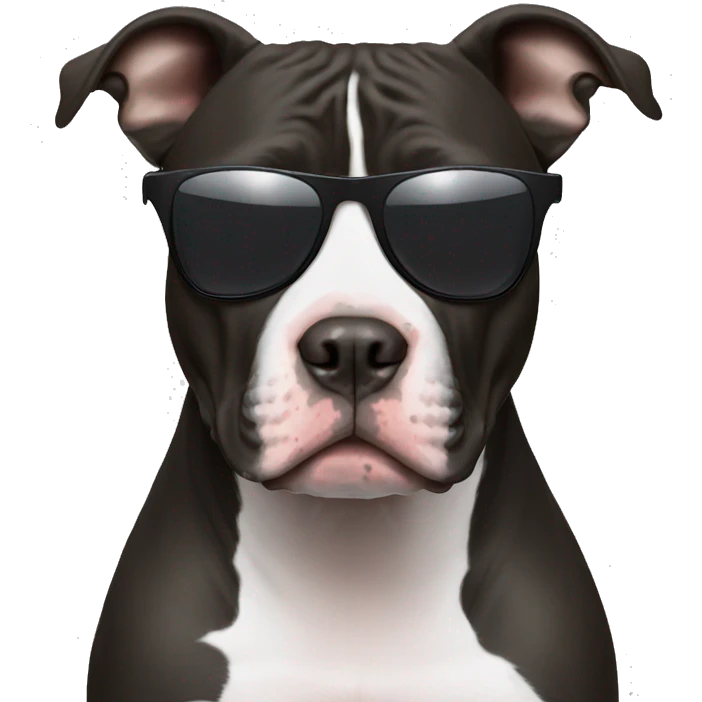 Black with white spot pitbull with sunglasses  emoji