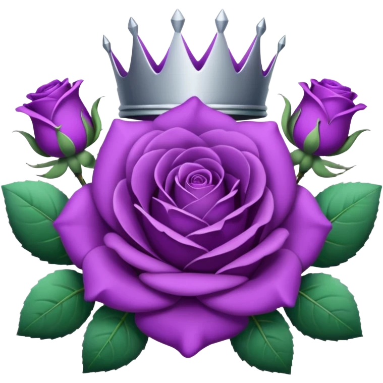 Purple rose with silver crown and a purple emblem leaf wreath emoji