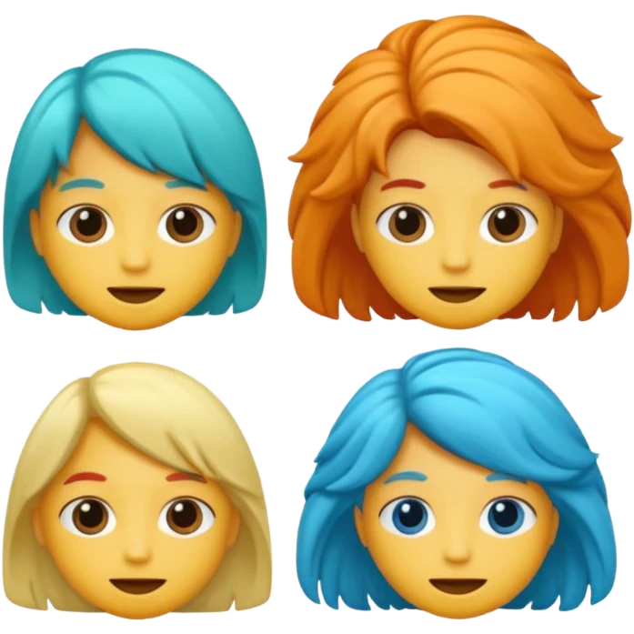 cabeza con pelo con diferentes colores emoji