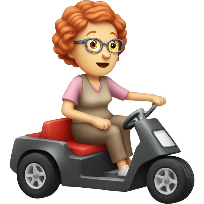 Red hair old lady on go cart emoji
