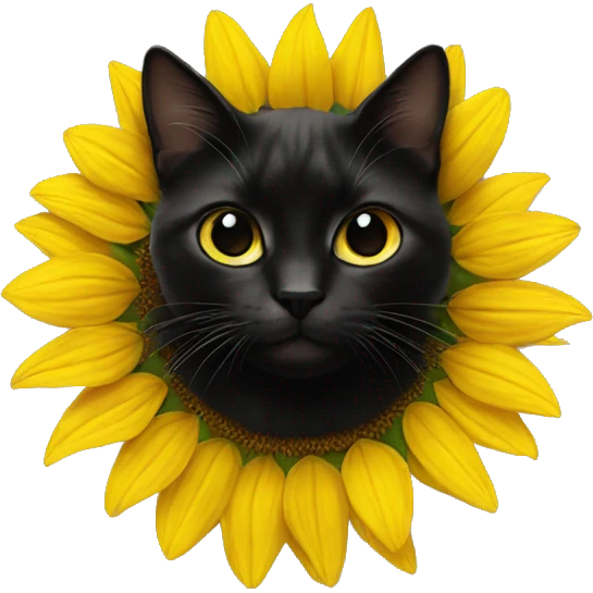 sunflower with black cat in the centre emoji