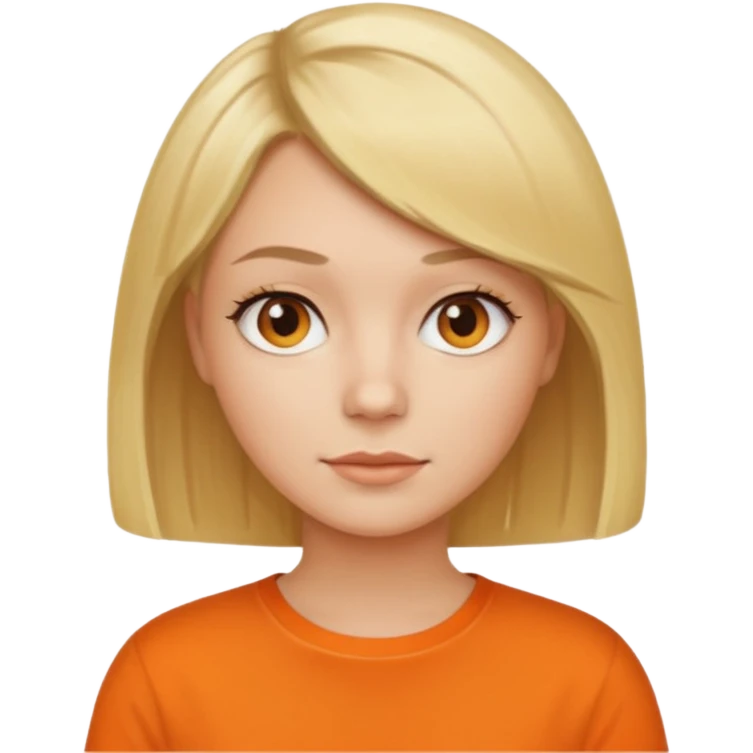 Women with blond hair bob and orange shirt emoji