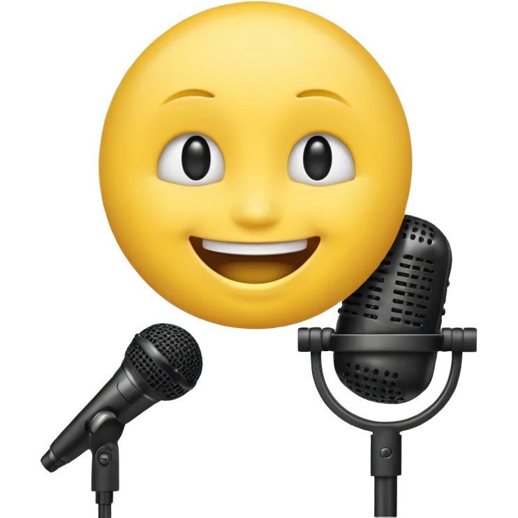 laughing face emoji next to a mic emoji