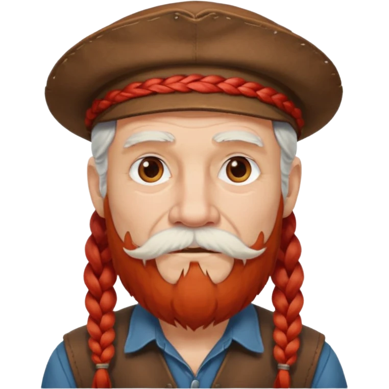 very old, white bearded and white mustached, red long haired, braided, earringed emoji