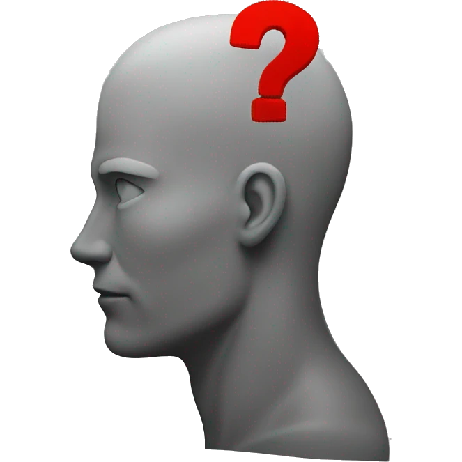 The head of a man with a red question mark instead of a face  emoji