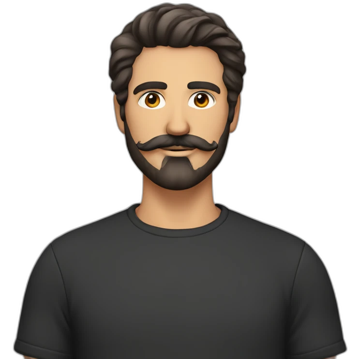 Filip Metis men with beard and mustachioswith black short cut emoji