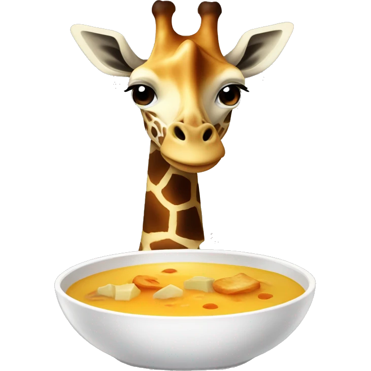A giraffe who is eating soup emoji