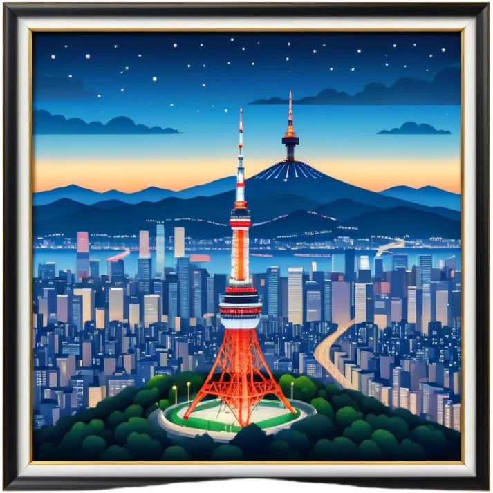 N Seoul Tower Landmark Emoji – Showing the tower atop Namsan Mountain with city lights in the background. emoji