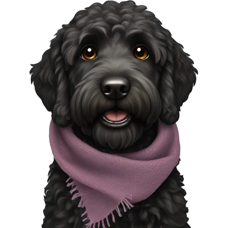 Black labradoodle with scarf black  emoji