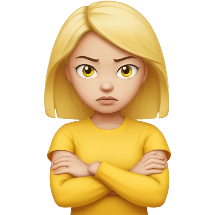 girl yellow angry face emoji with arms crossed over each other in front  emoji