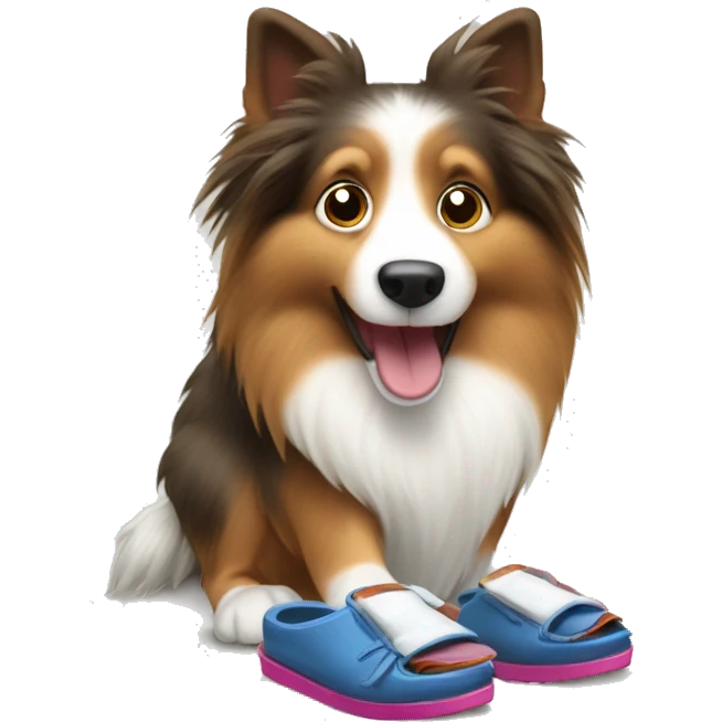 Shetland sheepdog stealing slippers emoji