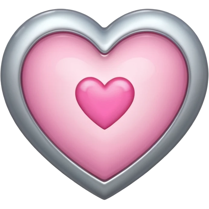 platinum heart with one mini pink heart inside of it  emoji
