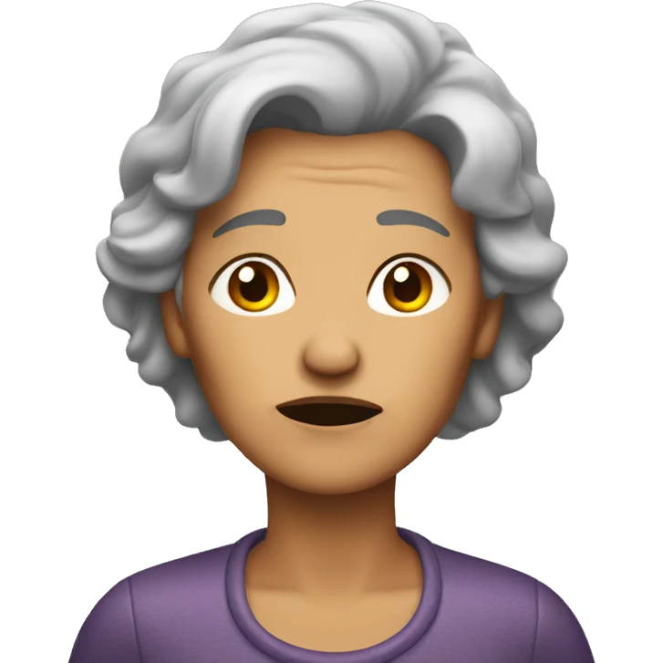 dismayed older woman gray hair emoji