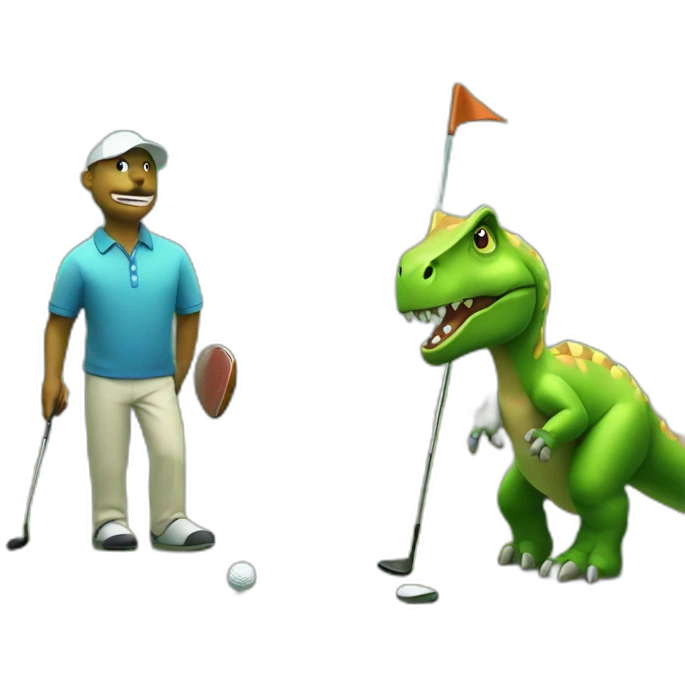 dinosaurs playing golf emoji