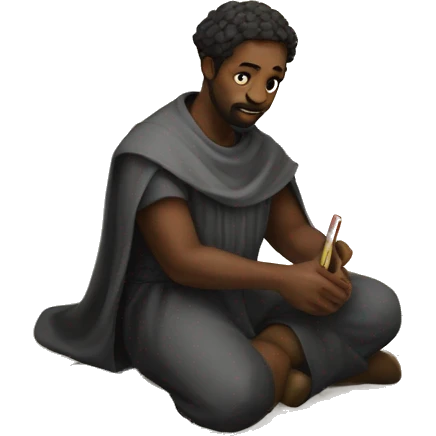 black medieval architect drawing on floor plan emoji