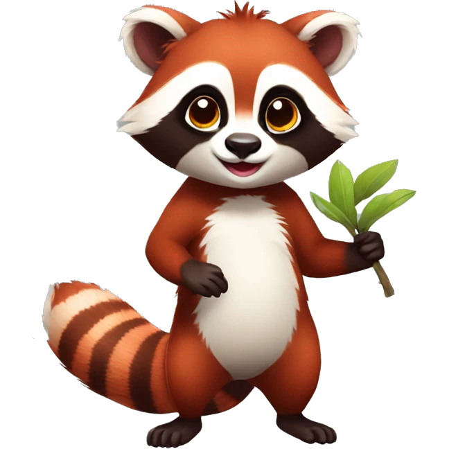 Cute red raccoon-panda-lemur-hybrid full body emoji