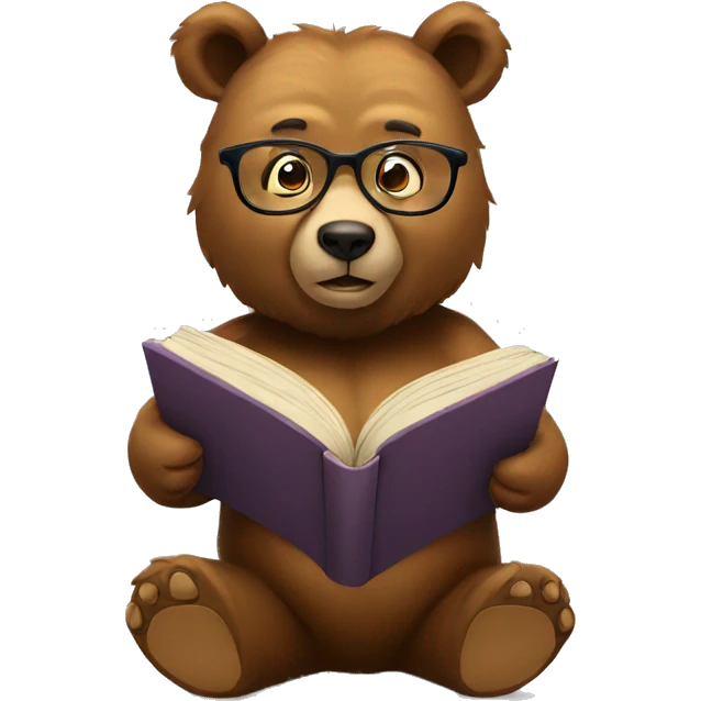 bear wearing glasses reading a book  emoji
