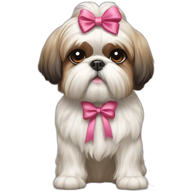 Dog Shih Tzu with a bow on his head full-body emoji