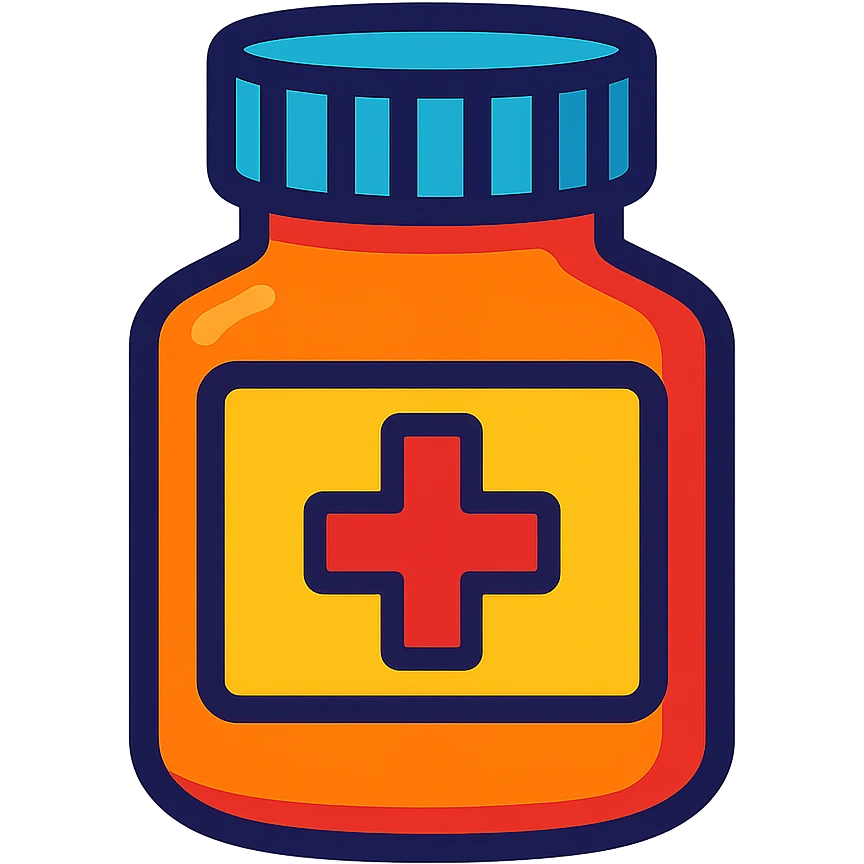 A medicine bottle emoji in vibrant toon style. emoji