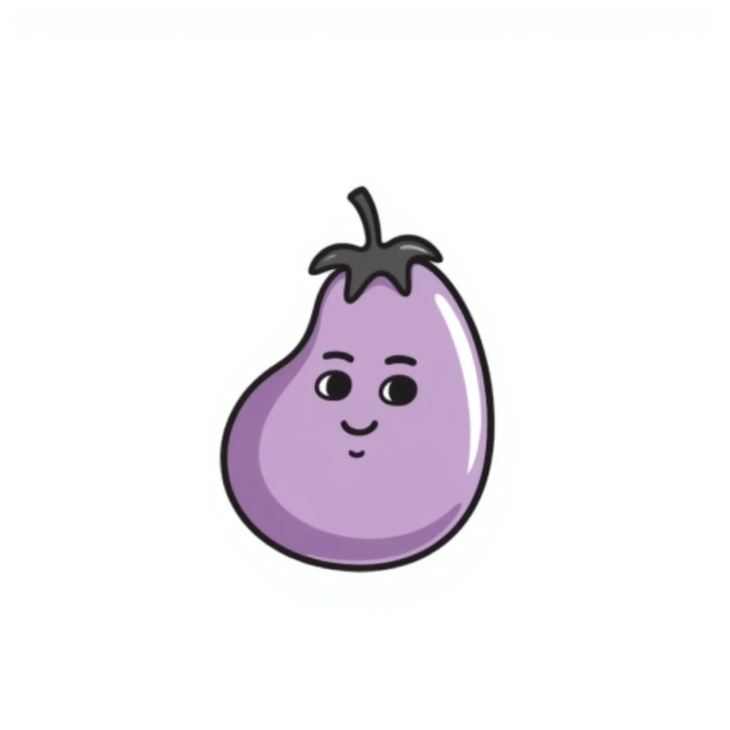 a hybrid of the peach and eggplant emoji, hand drawn doodle style emoji