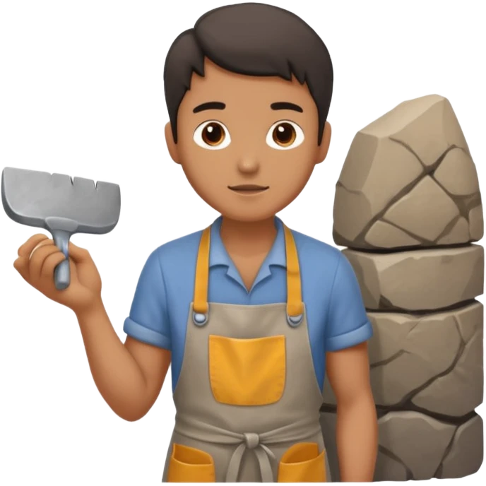 a sculptor during sculpting rock emoji