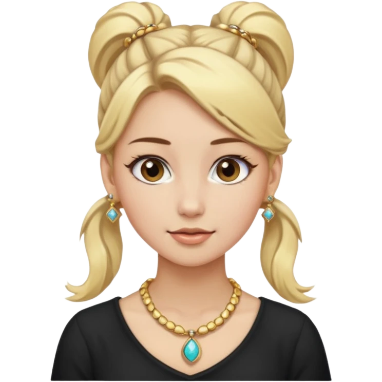 fancy blonde hair girl with ponytails brown makeup and jewellery emoji