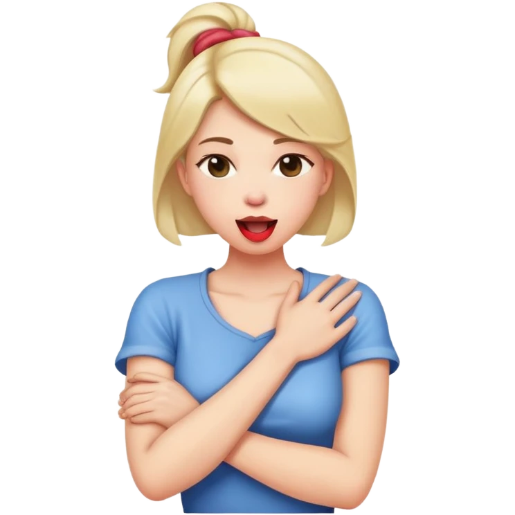 Holding neck with crossed arms tongue out woman emoji