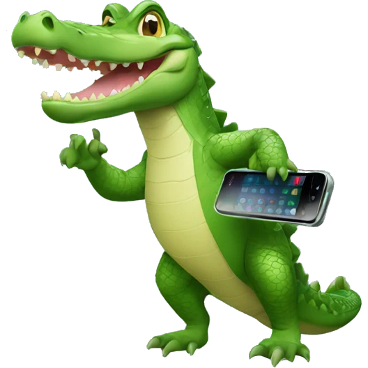 Crocodile with mobile phone  emoji