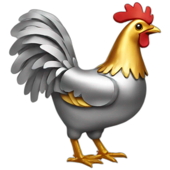 shining metal chicken emoji