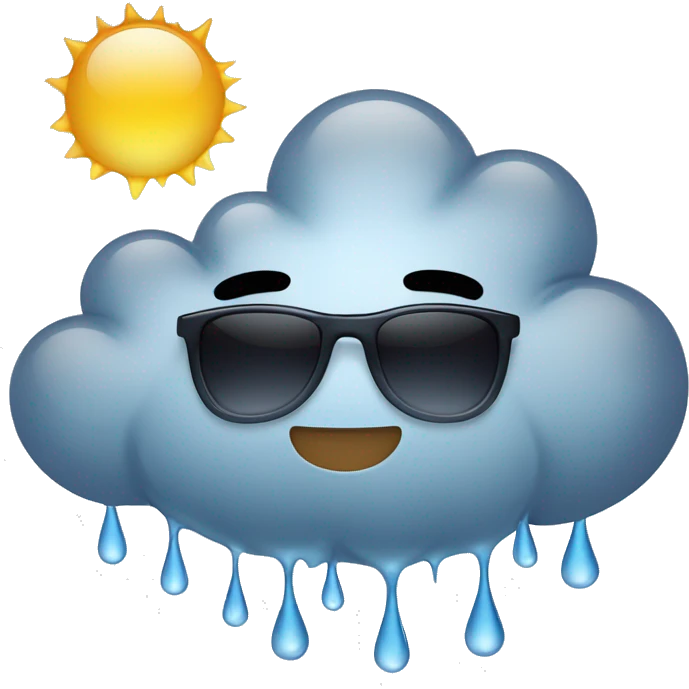rainy cloud , rain droplets with sunglasses and smiling {big droplets but many} emoji
