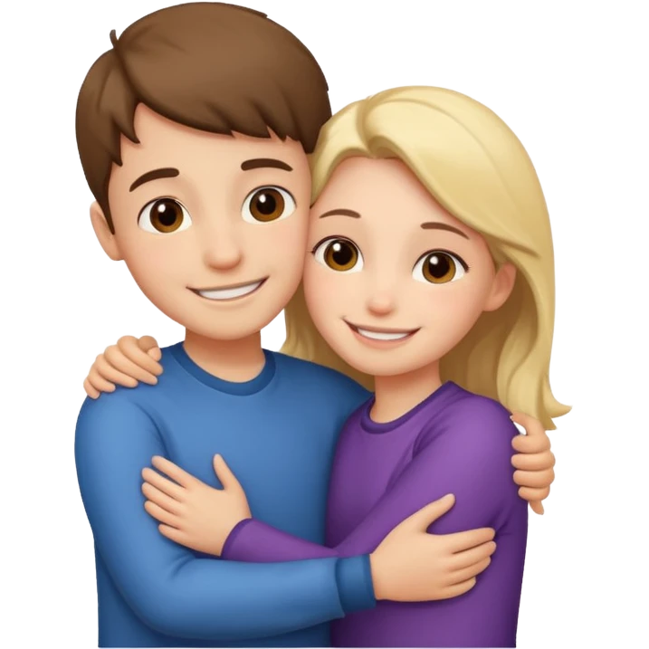 Un garçon et une fille en position calin emoji